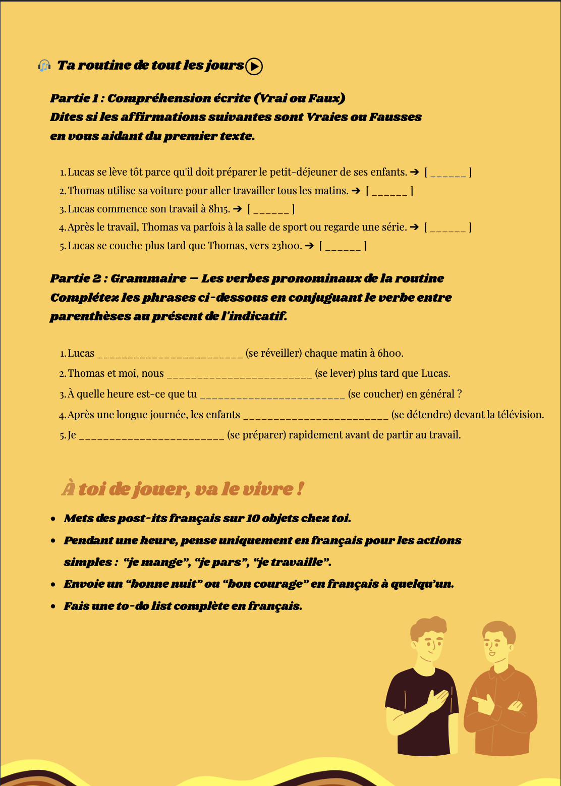 Ta routine de tous les jours — exercise page
